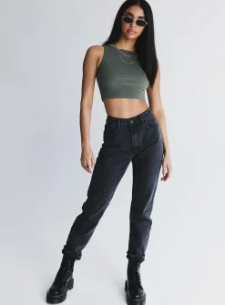Princess Polly Darlington Crop Top  Khaki Hot