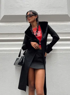 Princess Polly Daru Faux Fur Cardigan  Black Hot