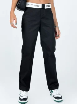 Princess Polly Dava Low Rise Pants Black Flash Sale
