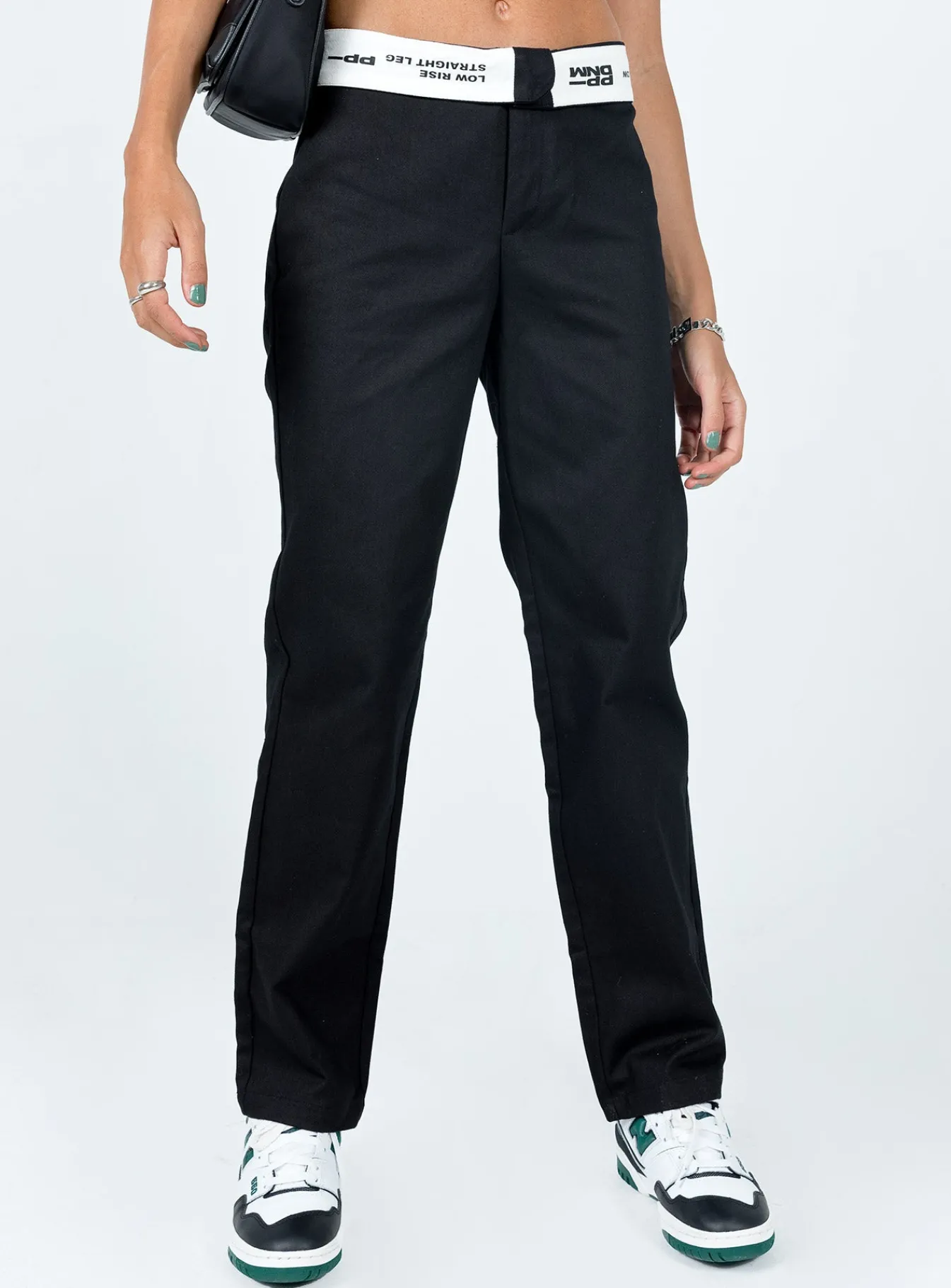Princess Polly Dava Low Rise Pants Black Flash Sale
