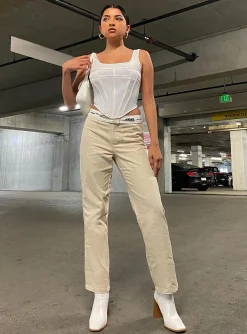 Princess Polly Dava Low Rise Pants  Cream Online
