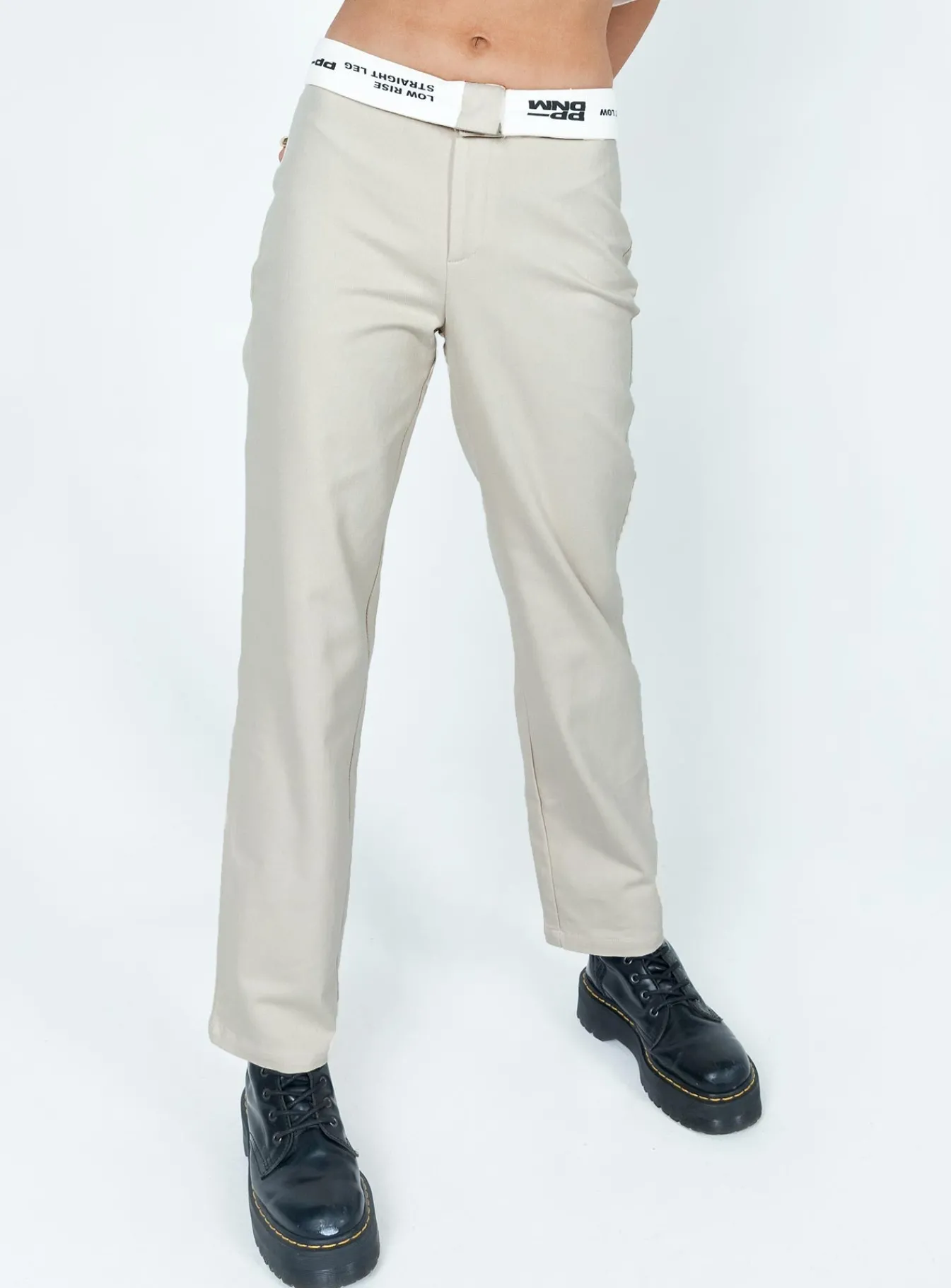 Princess Polly Dava Low Rise Pants Cream Online
