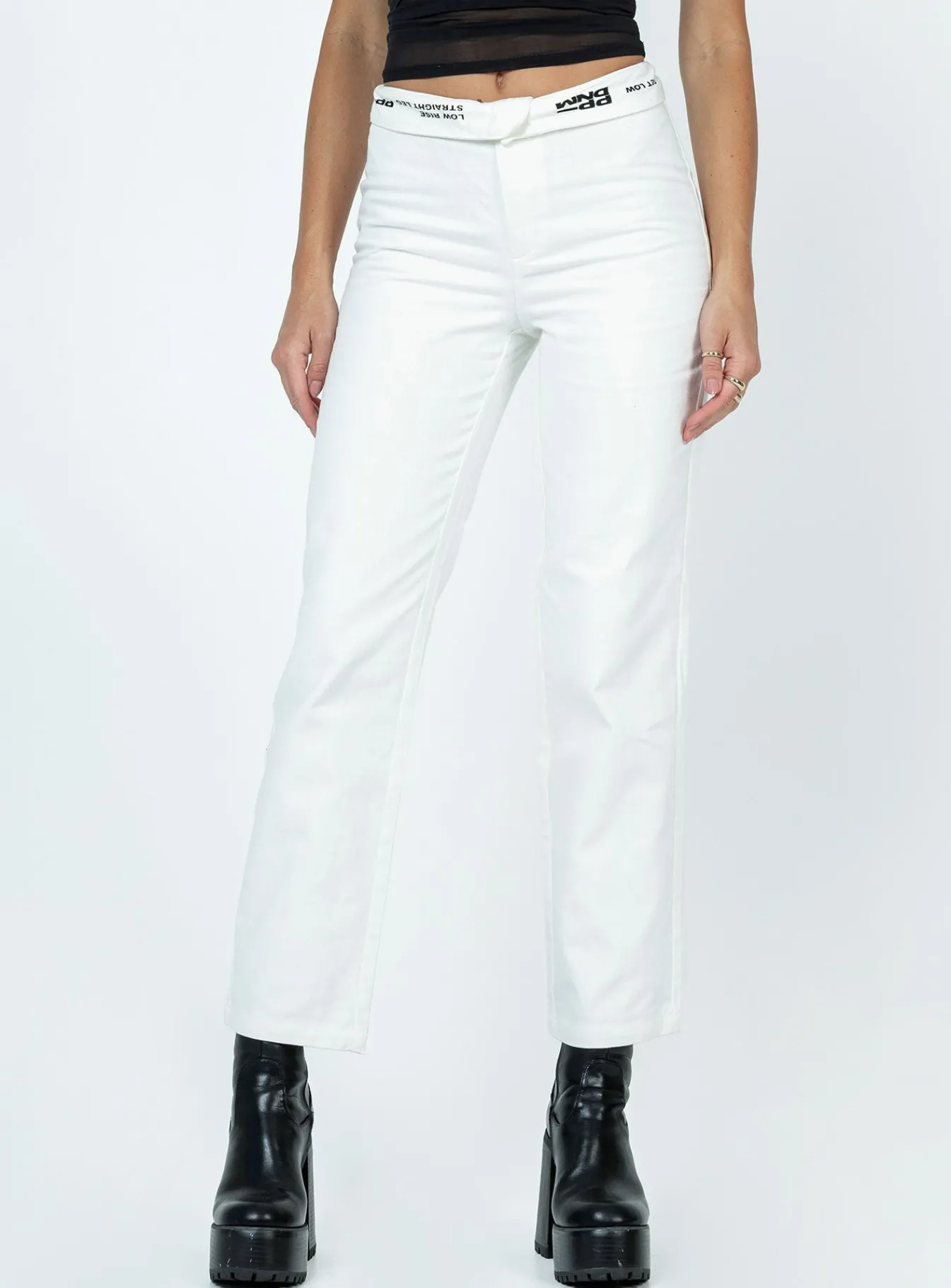 Princess Polly Dava Low Rise Pants White New