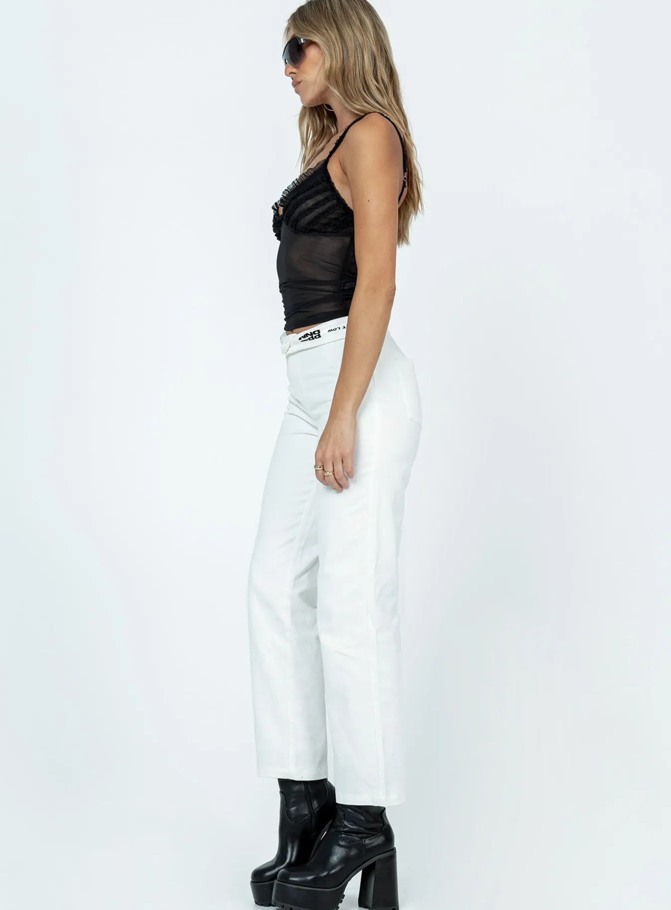 Princess Polly Dava Low Rise Pants White New