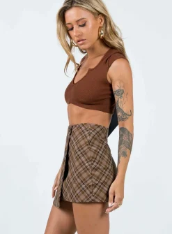 Princess Polly Davenport Mini Skirt  Brown Online
