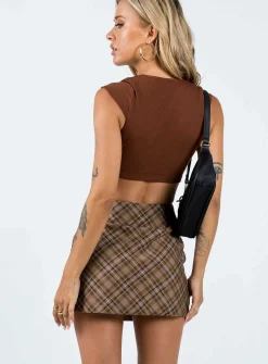 Princess Polly Davenport Mini Skirt  Brown Online
