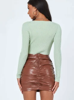 Princess Polly Davis Ruched Pu Mini Skirt Brown Flash Sale