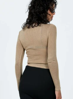 Princess Polly Dawso Long Sleeve Top Brown Discount
