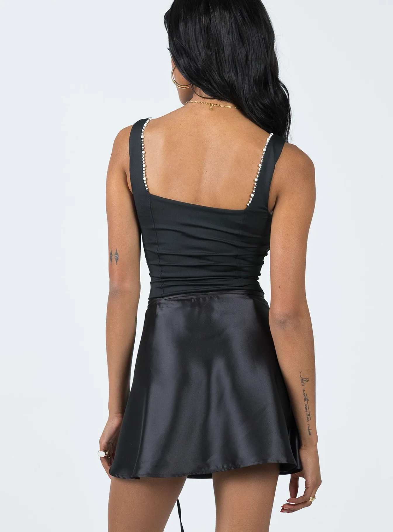 Princess Polly Dayrell Pearl Trim Bodysuit Black Cheap