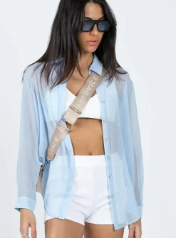 Princess Polly Deacon Shirt  Blue Hot