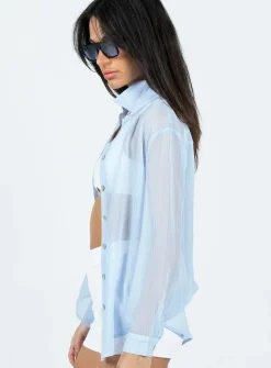 Princess Polly Deacon Shirt Blue Hot