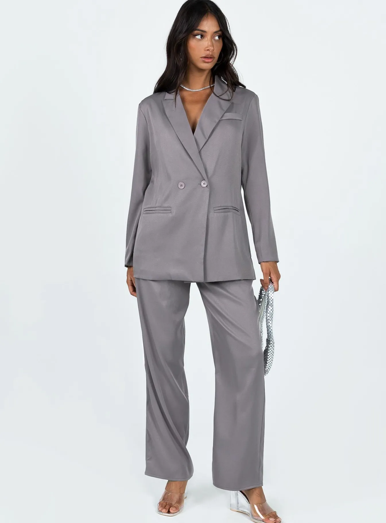 Princess Polly Deagon Blazer Grey New