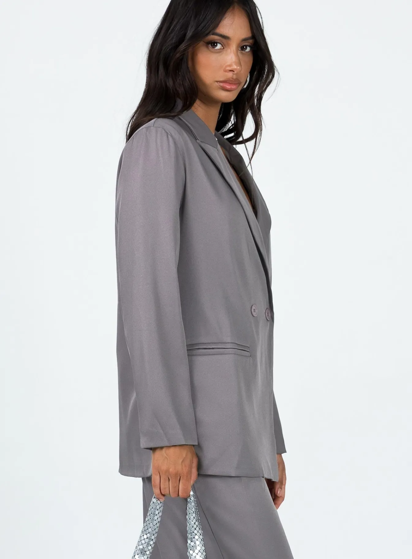 Princess Polly Deagon Blazer Grey New