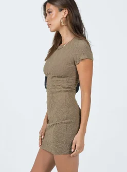 Princess Polly Dealio Mini Dress  Beige Outlet