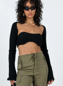 Princess Polly Decre Cropped Sweater  Black Best