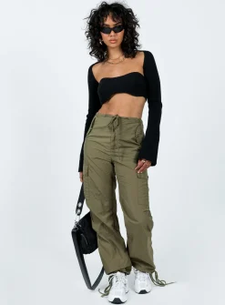 Princess Polly Decre Cropped Sweater  Black Best