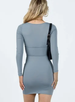 Princess Polly Dee Long Sleeve Mini Dress Blue Online