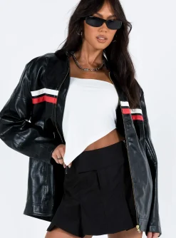 Princess Polly Deena Faux Leather Jacket  Black Cheap