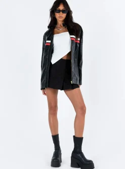 Princess Polly Deena Faux Leather Jacket  Black Cheap