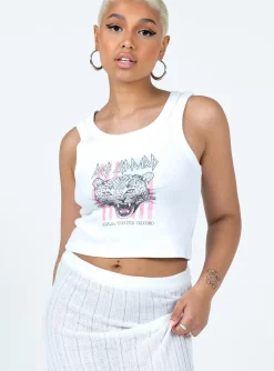 Princess Polly Def Leppard Usa 1983 Tour Cropped Tank White Discount