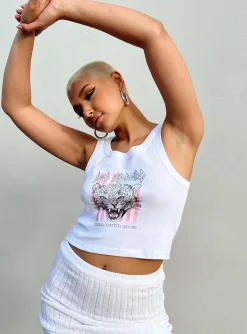 Princess Polly Def Leppard Usa 1983 Tour Cropped Tank White Discount