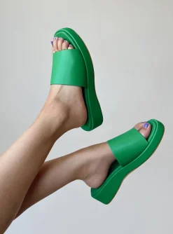 Princess Polly Delia Sandals Primary  Green Flash Sale