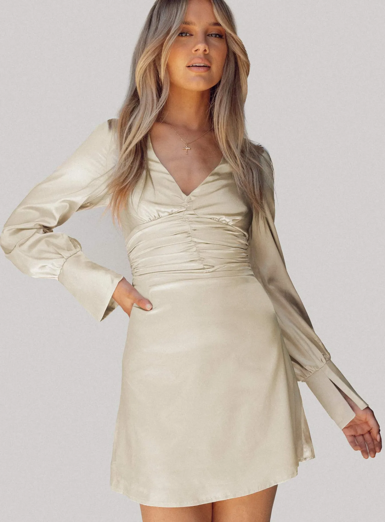 Princess Polly Deliah Mini Dress Champagne Outlet