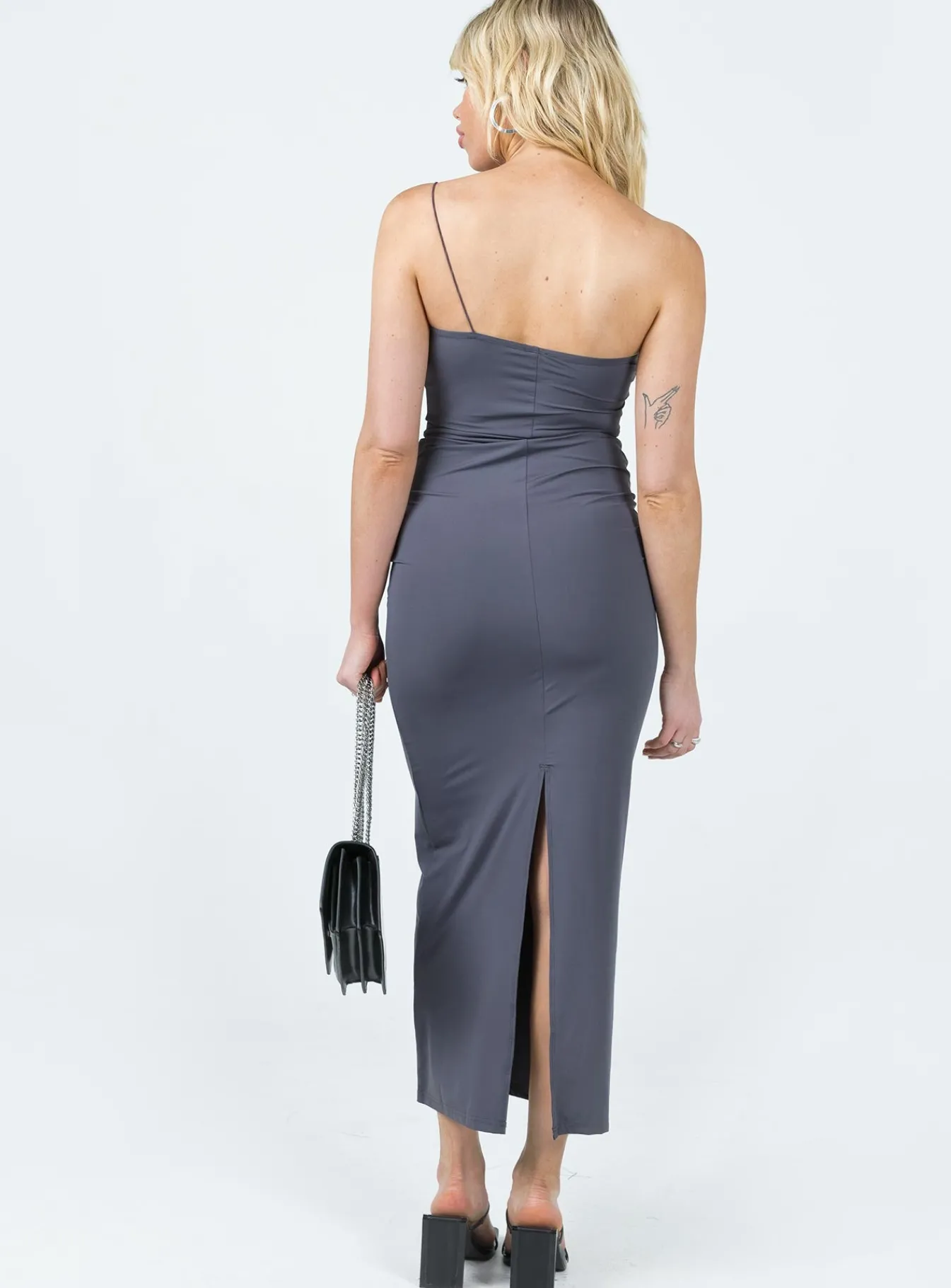 Princess Polly Deliza One Shoulder Maxi Dress Grey Fashion
