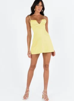 Princess Polly Della Mini Dress Butter  Yellow Online