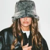 Princess Polly Delvey Fluffy Hat  Grey Clearance