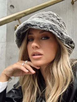 Princess Polly Delvey Fluffy Hat  Grey Clearance