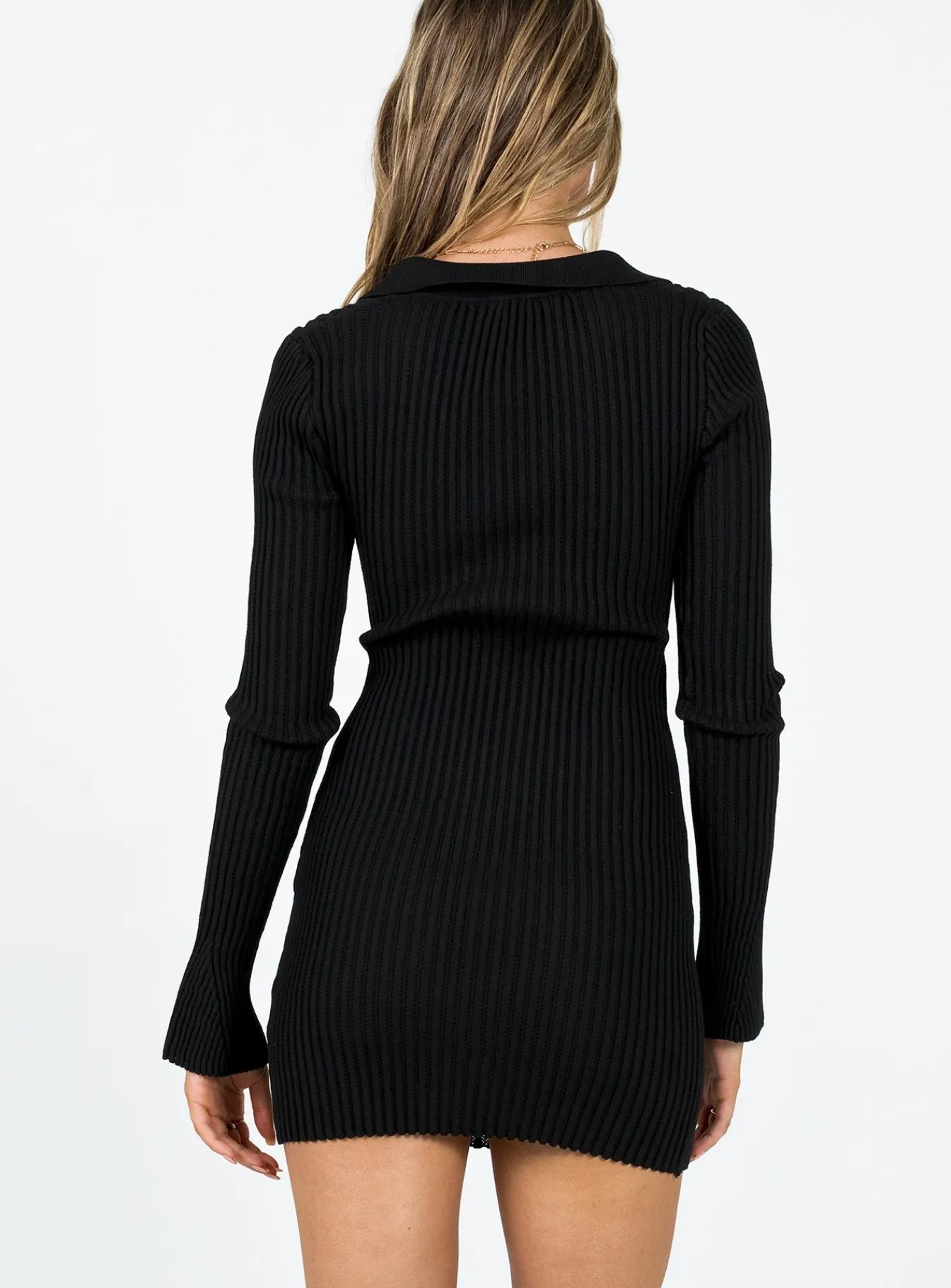 Princess Polly Demit Long Sleeve Mini Dress Black New
