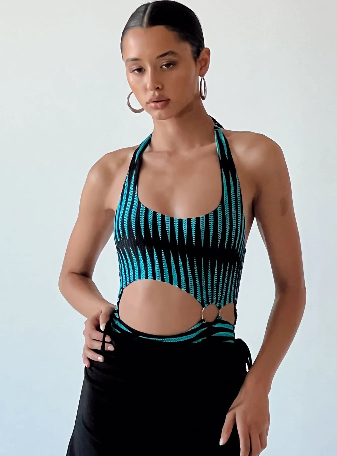 Princess Polly Denair Bodysuit/ Black Blue Clearance