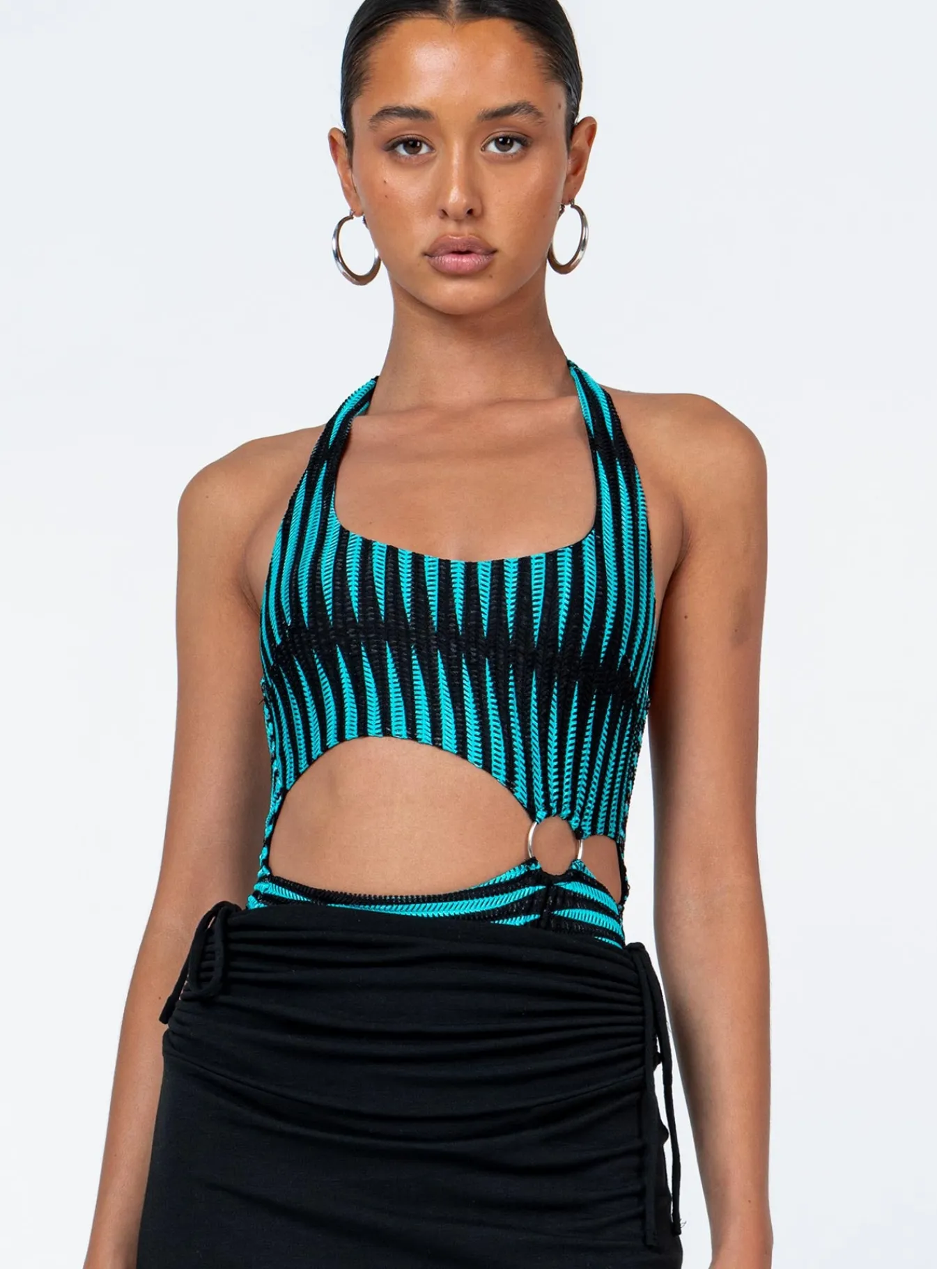 Princess Polly Denair Bodysuit/ Black Blue Clearance