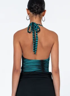 Princess Polly Denair Bodysuit/ Black Blue Clearance