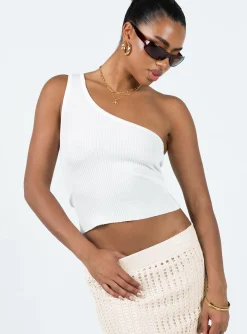 Princess Polly Denham One Shoulder Top  Ivory Outlet