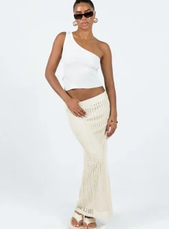 Princess Polly Denham One Shoulder Top  Ivory Outlet