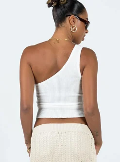 Princess Polly Denham One Shoulder Top  Ivory Outlet