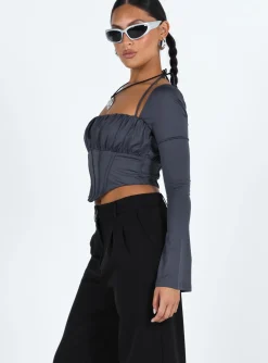 Princess Polly Dennison Long Sleeve Top Grey Shop