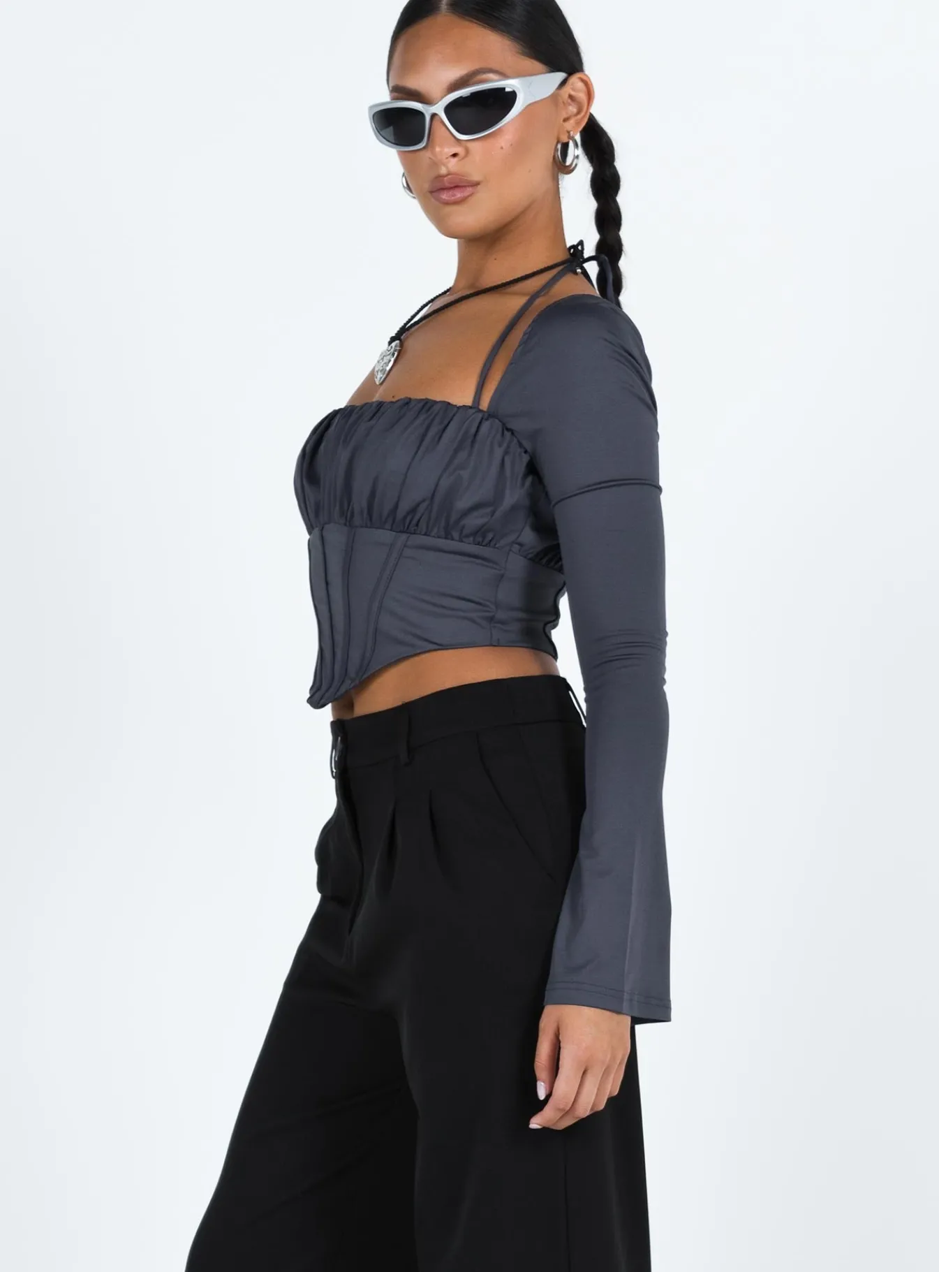 Princess Polly Dennison Long Sleeve Top Grey Shop