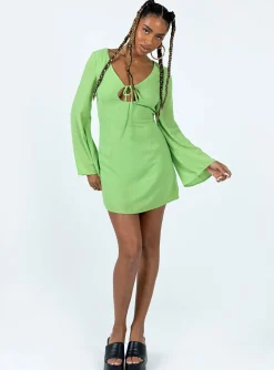 Princess Polly Denvers Long Sleeve Mini Dress  Green Best