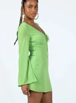 Princess Polly Denvers Long Sleeve Mini Dress Green Best
