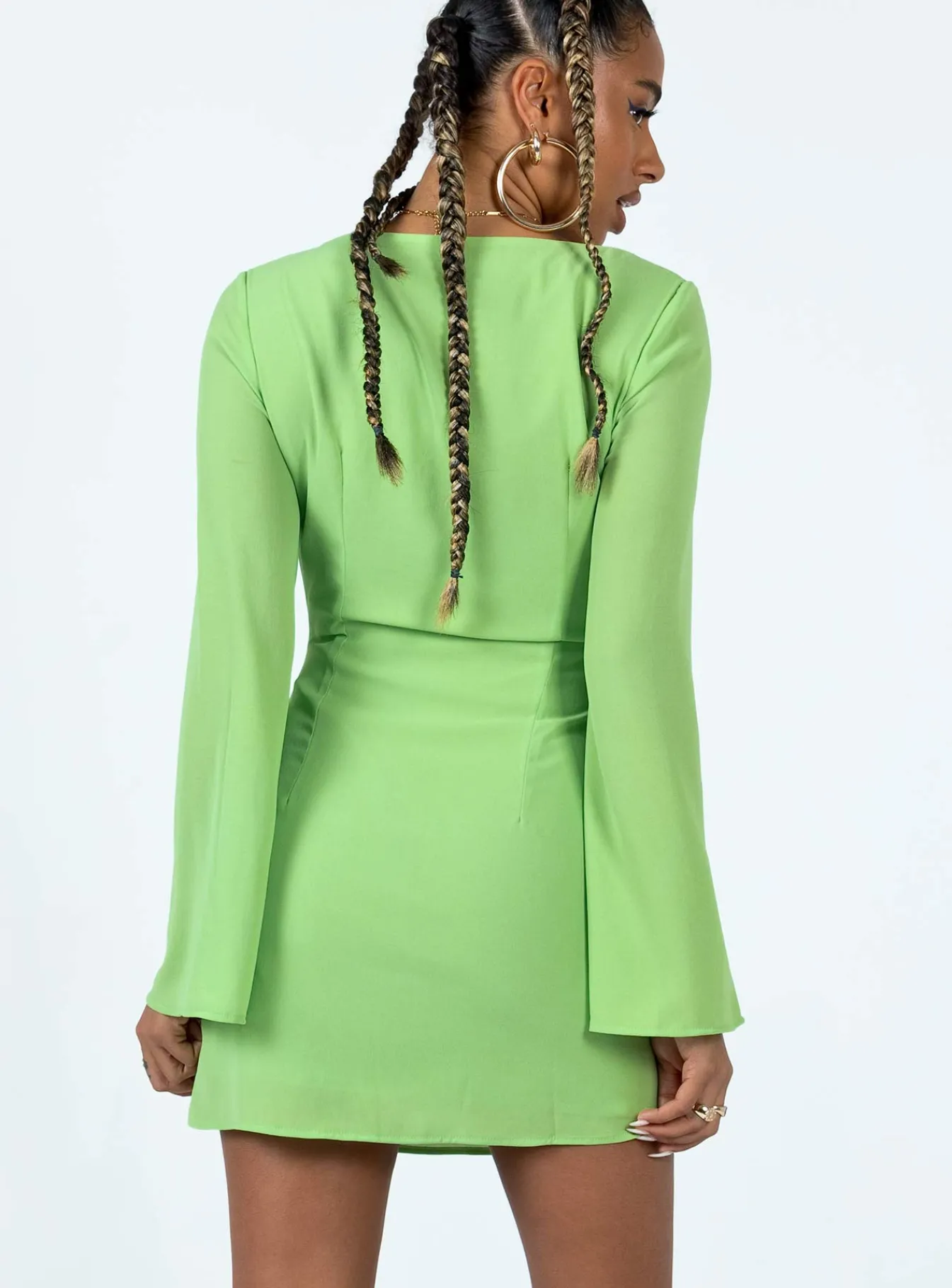 Princess Polly Denvers Long Sleeve Mini Dress Green Best