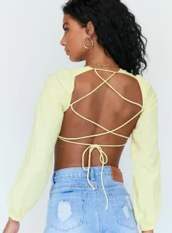 Princess Polly Denzel Long Sleeve Top Yellow Store