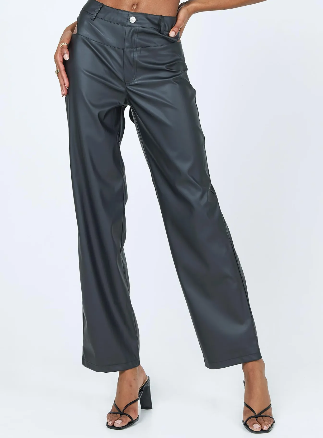 Princess Polly Desire Hip Cut Out Pu Pants Black Hot