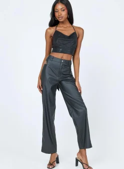 Princess Polly Desire Hip Cut Out Pu Pants Black Hot