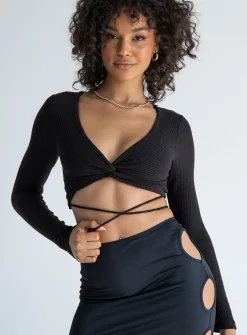 Princess Polly Despina Long Sleeve Top  Black Fashion