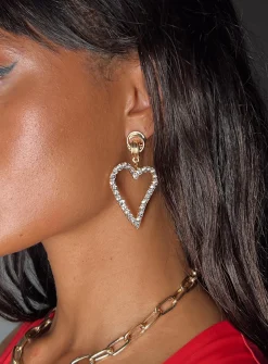 Princess Polly Desy Earrings  Gold / Clear Outlet