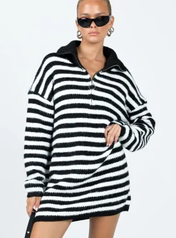 Princess Polly Deverell Sweater Dress  Black / White Flash Sale