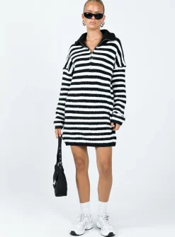 Princess Polly Deverell Sweater Dress  Black / White Flash Sale